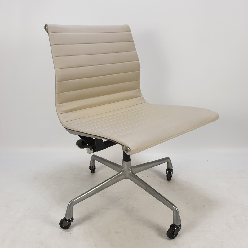 Vintage aluminum & skai swivel desk chair by Charles & Ray Eames for Herman Miller