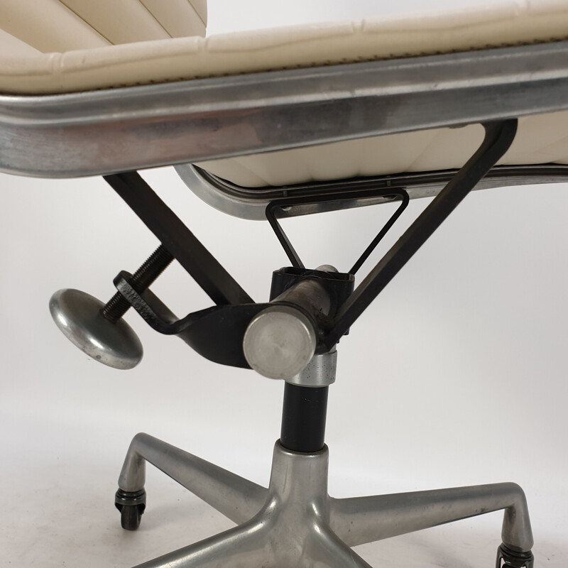 Vintage aluminum & skai swivel desk chair by Charles & Ray Eames for Herman Miller