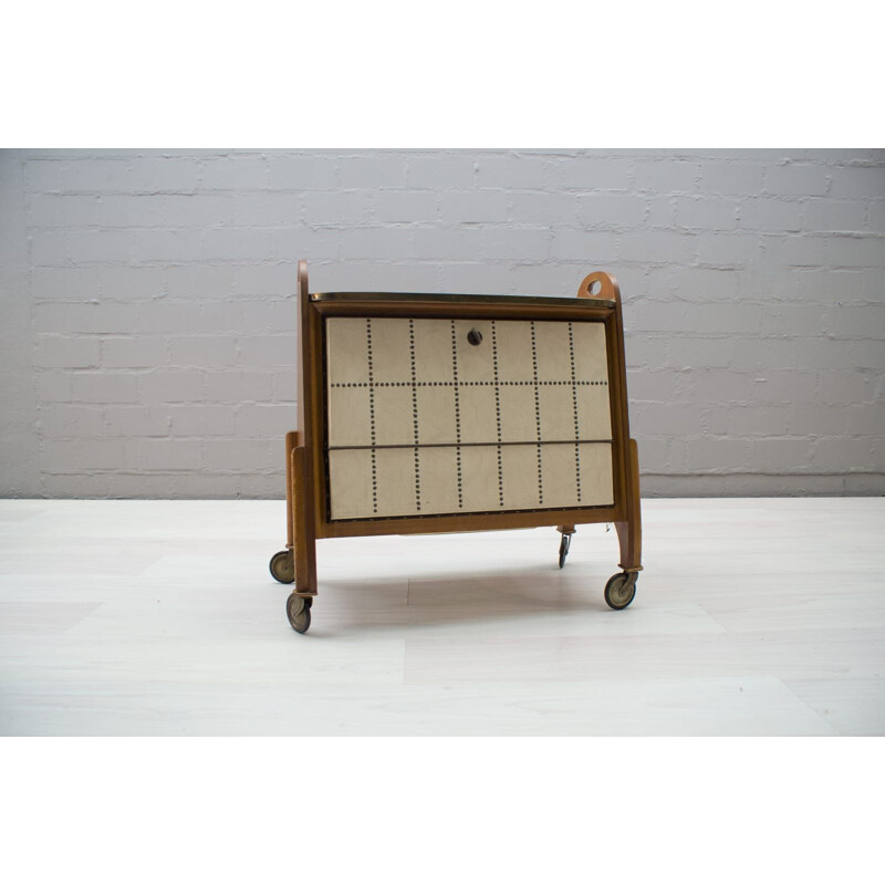 Vintage serving table with storage compartment, 1950