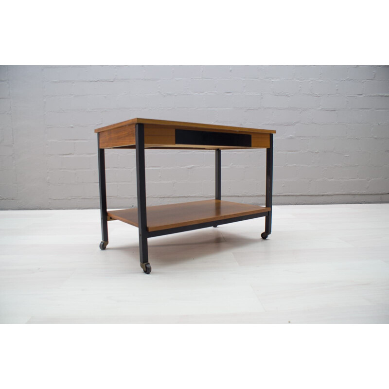 Vintage Walnut Rolling Table, 1960s