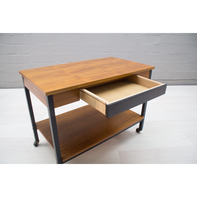 Vintage Walnut Rolling Table, 1960s