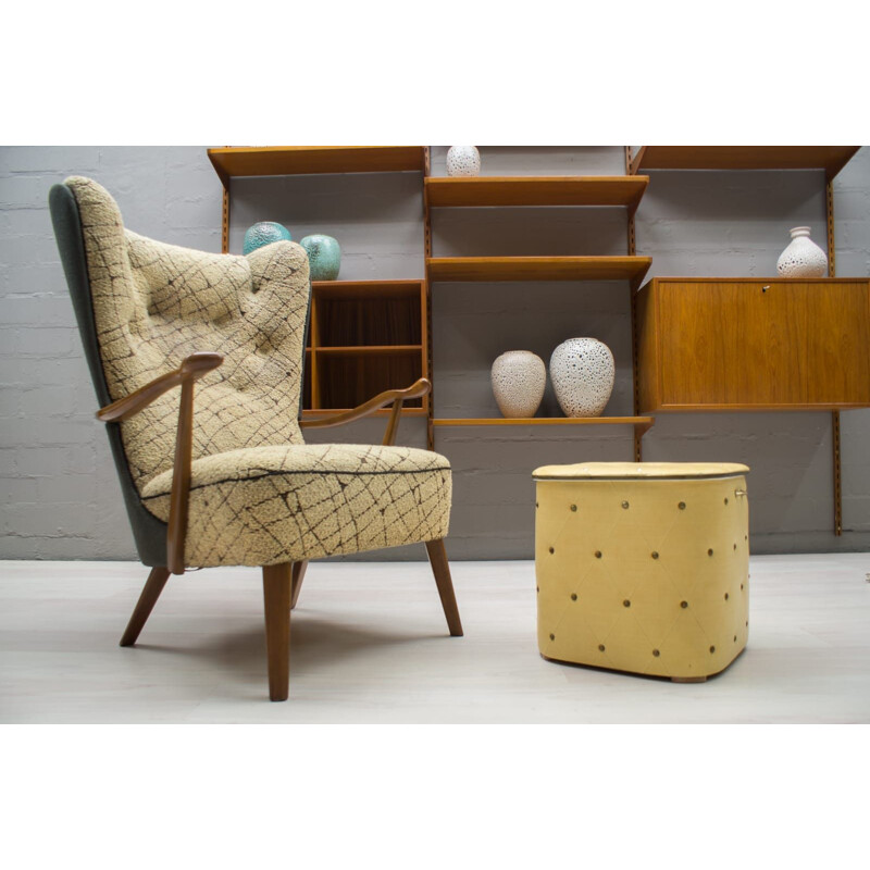 Vintage pouf box with studs, 1950s