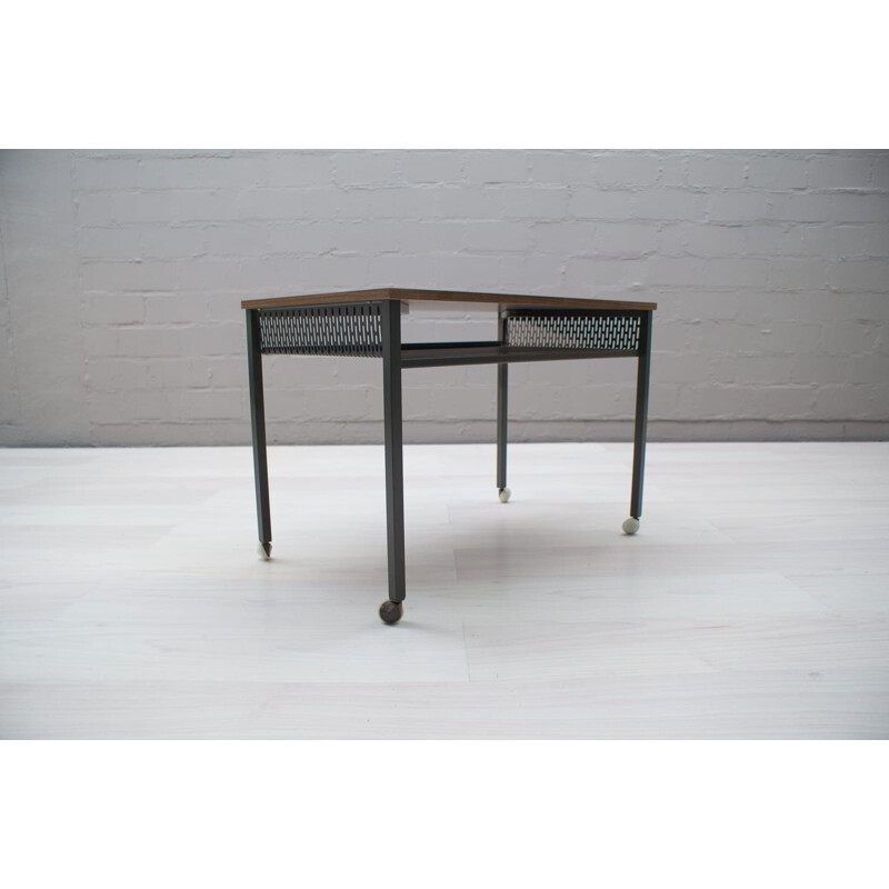 Vintage rolling table in formica and perforated metal 1960s