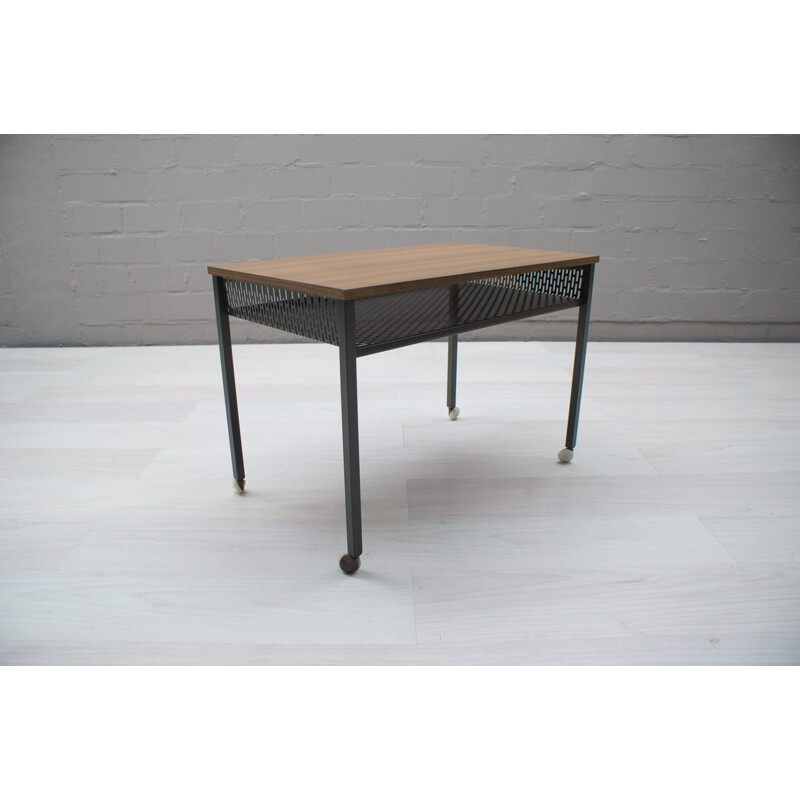 Vintage rolling table in formica and perforated metal 1960s