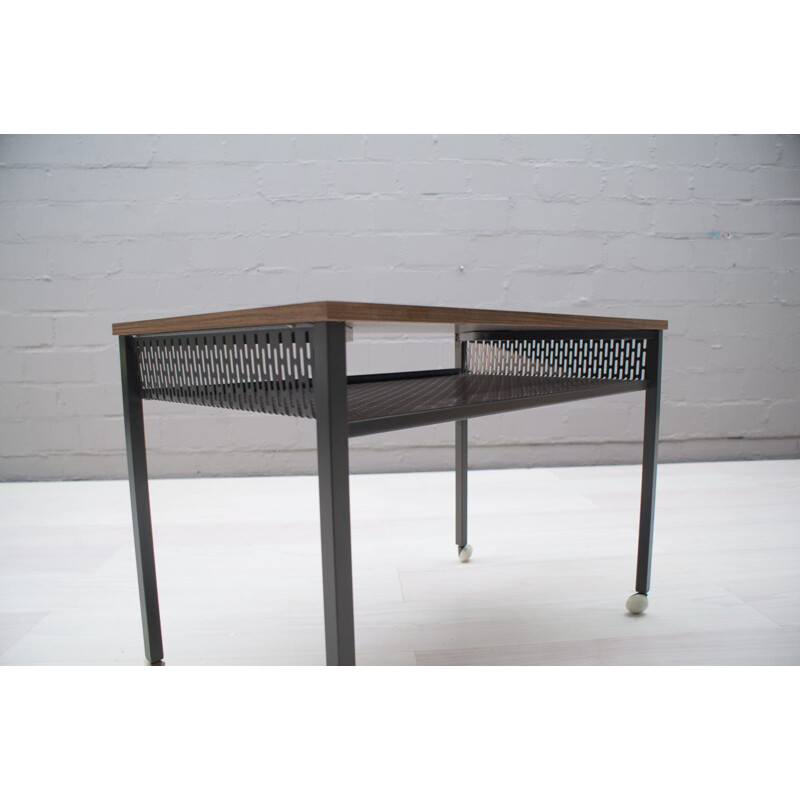 Vintage rolling table in formica and perforated metal 1960s