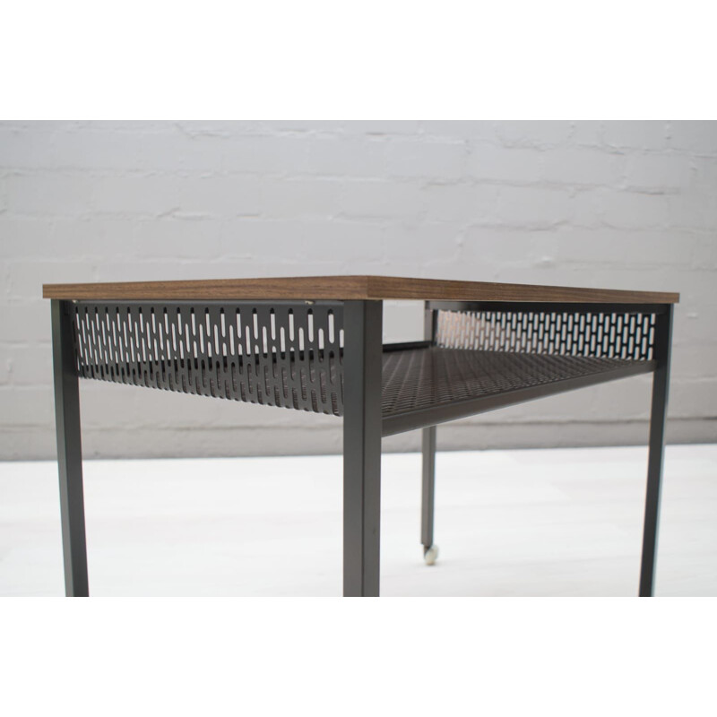 Vintage rolling table in formica and perforated metal 1960s