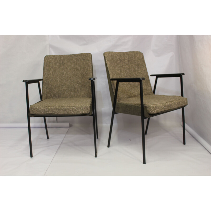 Pair of vintage armchairs for Mauser in brown fabric 1960