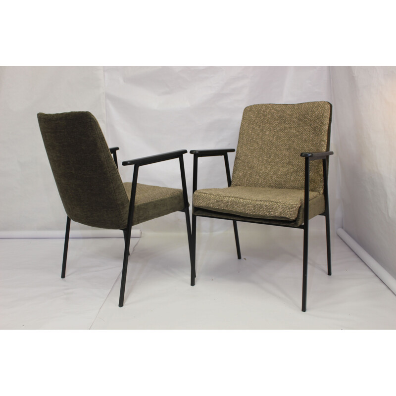 Pair of vintage armchairs for Mauser in brown fabric 1960