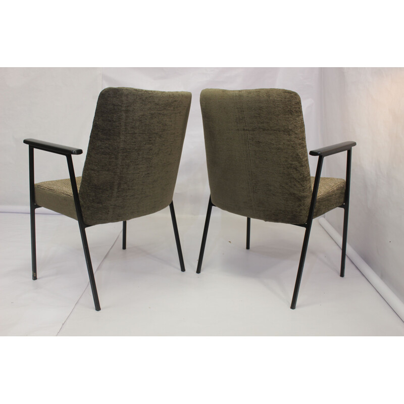 Pair of vintage armchairs for Mauser in brown fabric 1960
