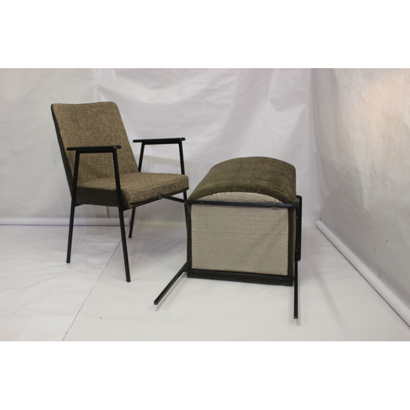 Pair of vintage armchairs for Mauser in brown fabric 1960