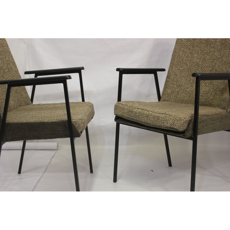 Pair of vintage armchairs for Mauser in brown fabric 1960