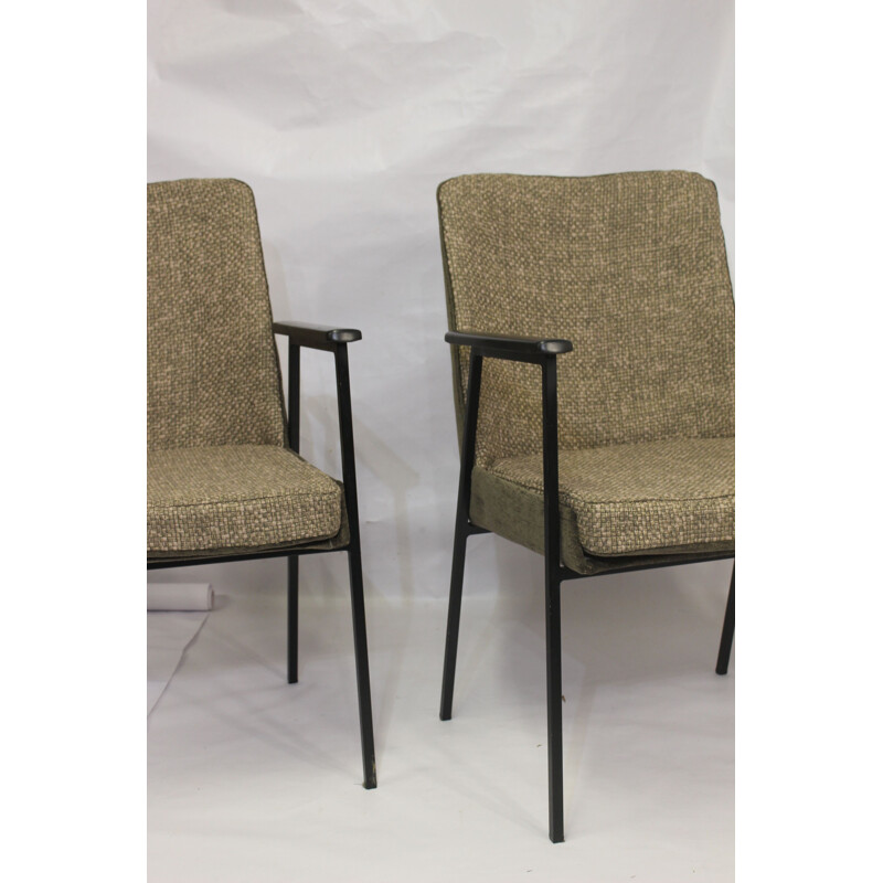 Pair of vintage armchairs for Mauser in brown fabric 1960