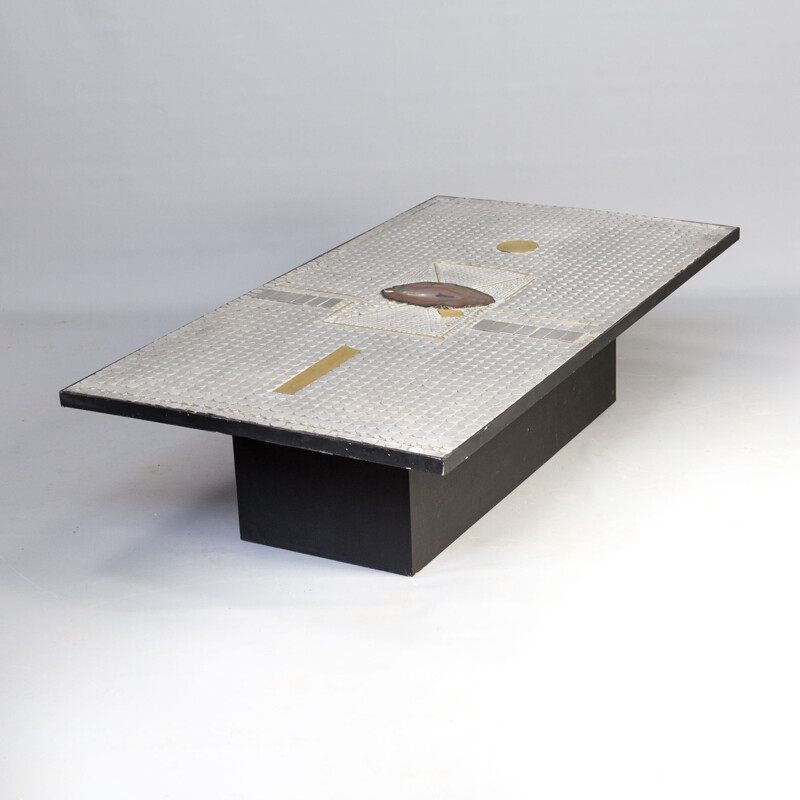 Vintage coffee table by Raf Verjans with Agate stone 1970s