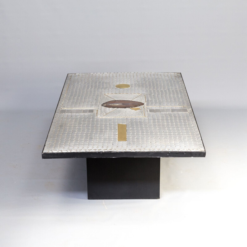 Vintage coffee table by Raf Verjans with Agate stone 1970s