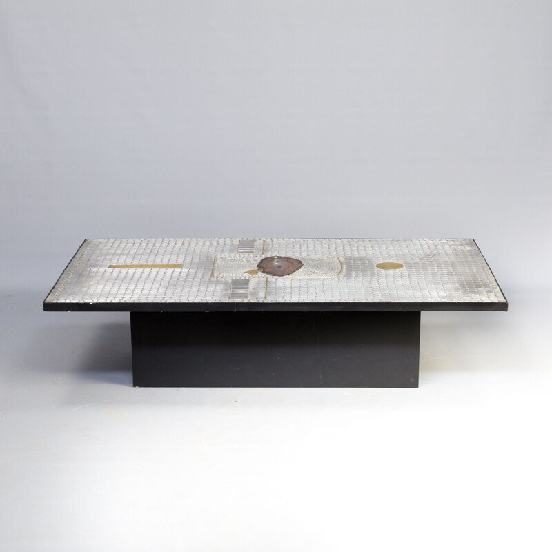 Table basse vintage de Raf Verjans avec pierre Agate années 1970