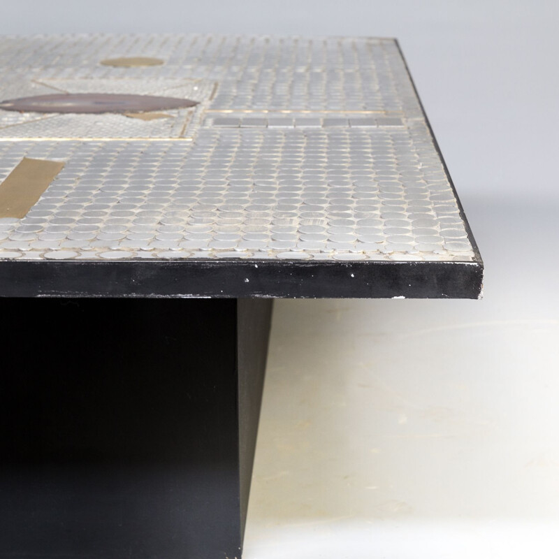 Vintage coffee table by Raf Verjans with Agate stone 1970s