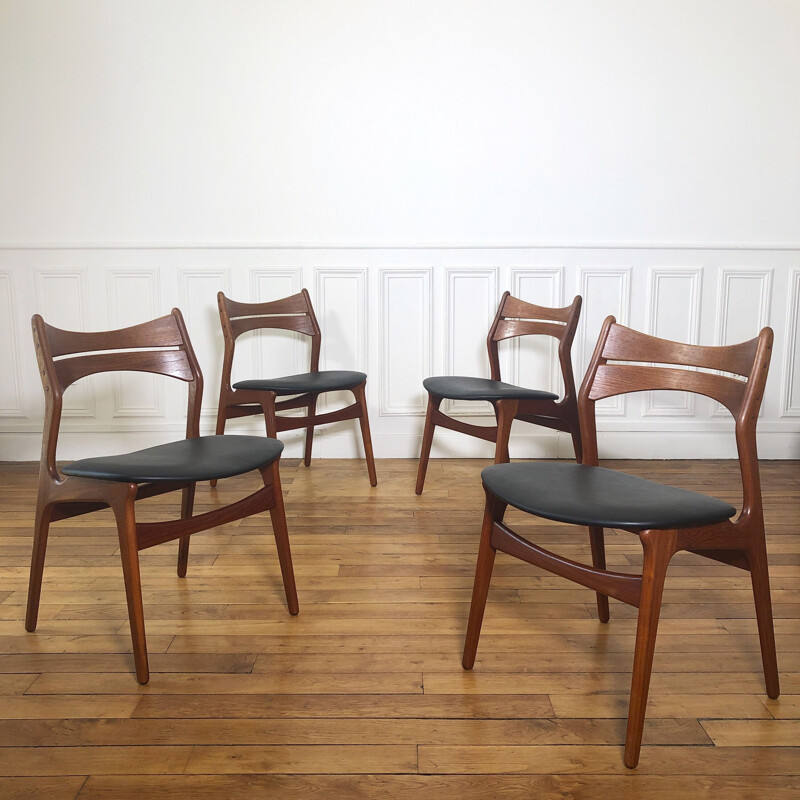 Suite de 4 chaises vintage modèle 310 par Erik Buch, 1960