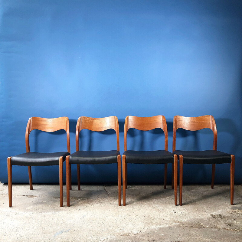 Série de 6 chaises vintage par Niels O. Moller 1960s