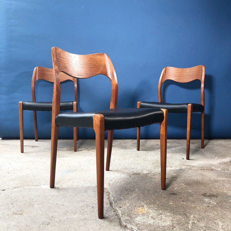 Série de 6 chaises vintage par Niels O. Moller 1960s