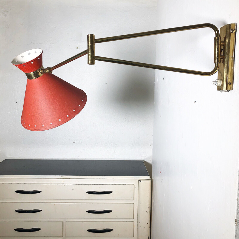 Vintage wall lamp Diabolo by René Mathieu for Lunel, 1950