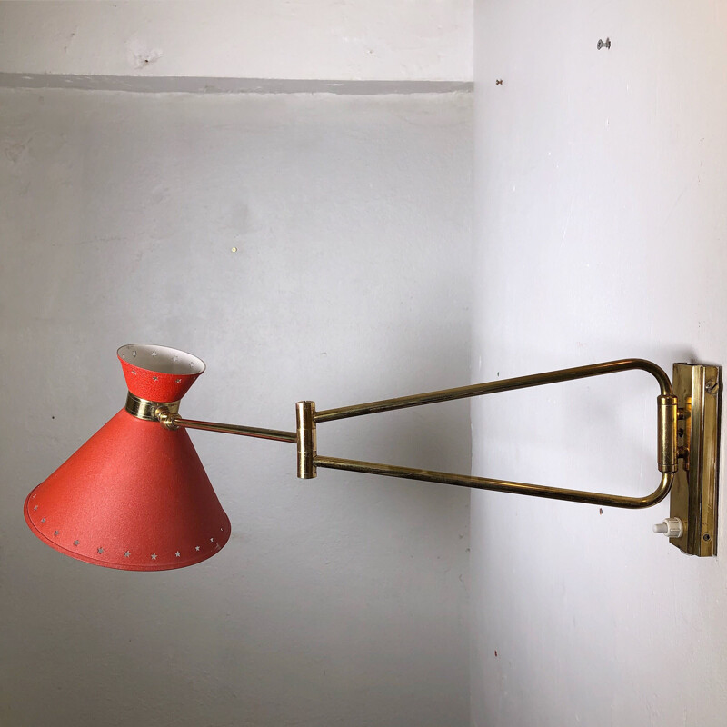 Vintage wall lamp Diabolo by René Mathieu for Lunel, 1950
