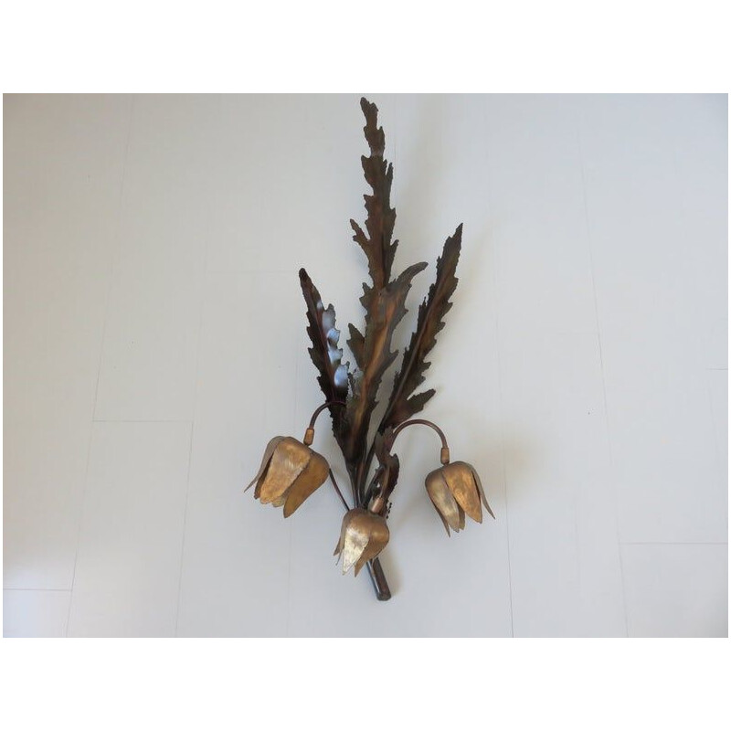 Vintage wall lamp Flower brutalist in brass by Jansen 1970 