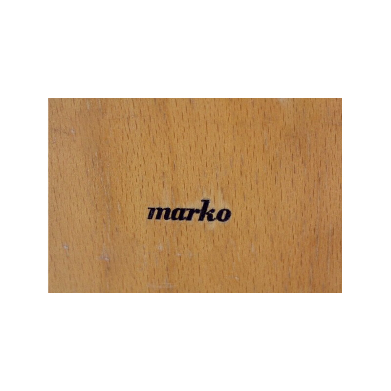 Chaise industrielle vintage en contreplaqué et acier Marko - 1960