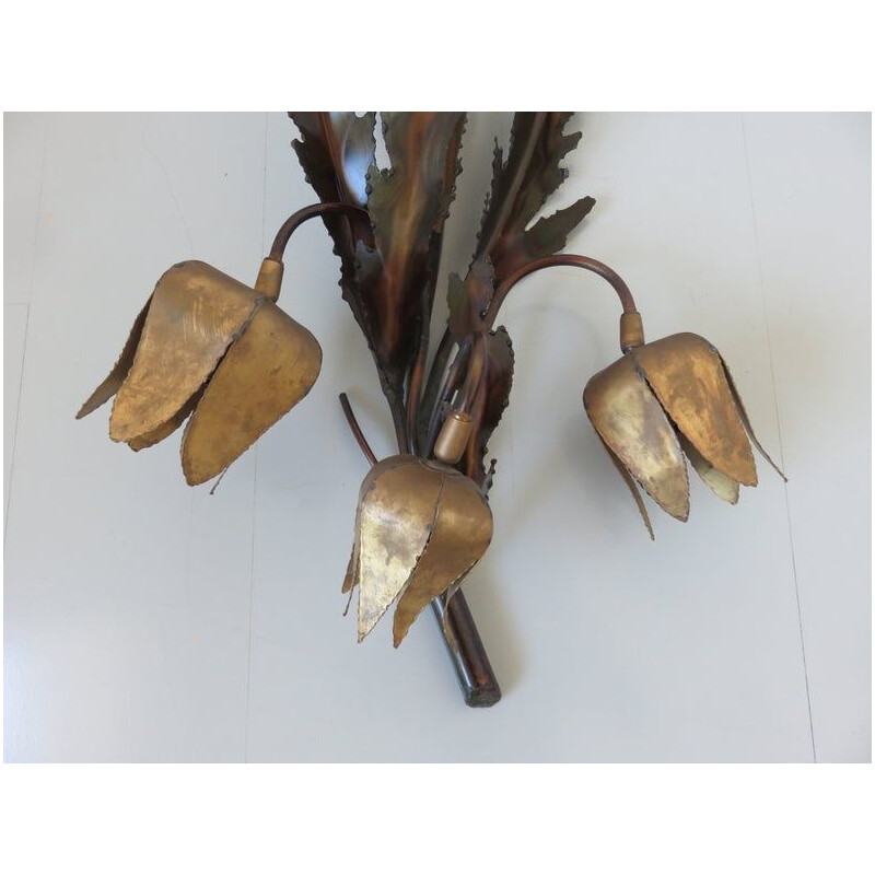 Vintage wall lamp Flower brutalist in brass by Jansen 1970 