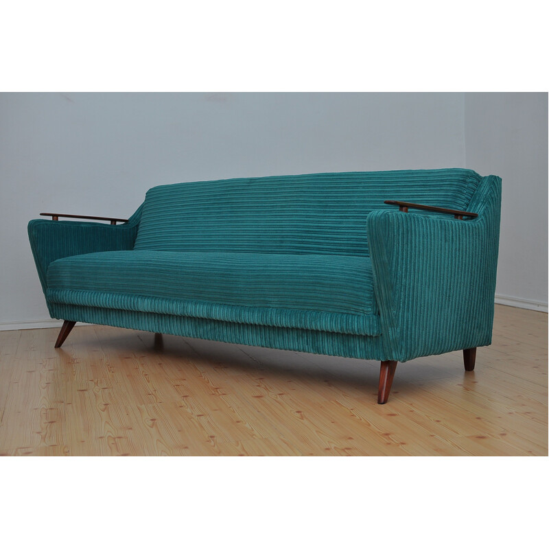 Vintage folding sofa bed green 1960s