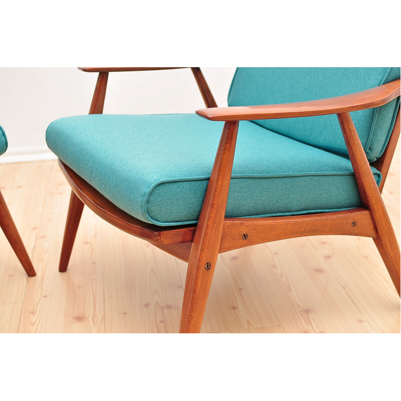 Ensemble de 2 fauteuils vintage vert pastel années 1960