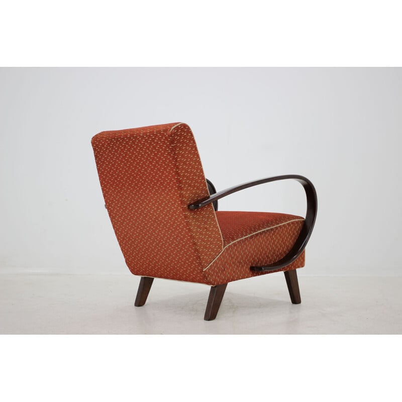 Fauteuil vintage en hêtre et tissu par Jindich Halabala, Tchécoslovaquie 1960