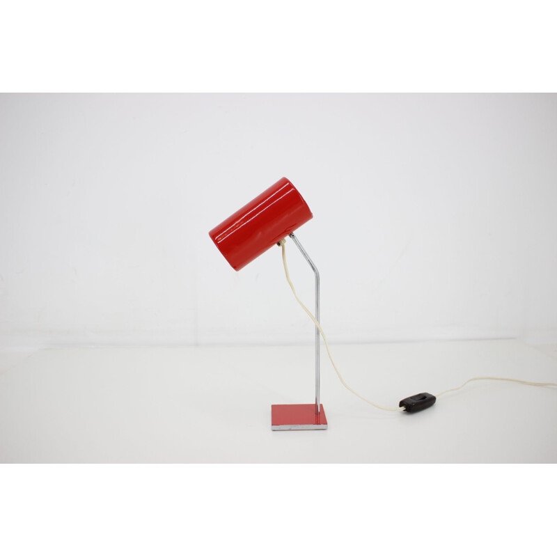 Vintage red table lamp Lidokov, 1960