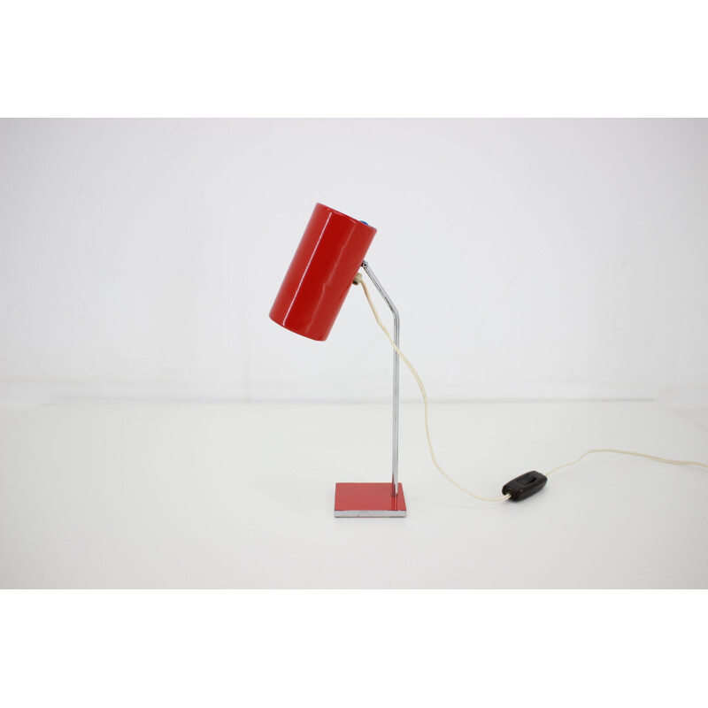 Vintage red table lamp Lidokov, 1960