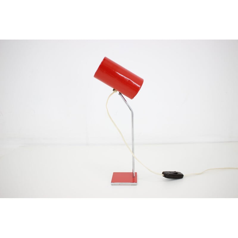 Vintage red table lamp Lidokov, 1960