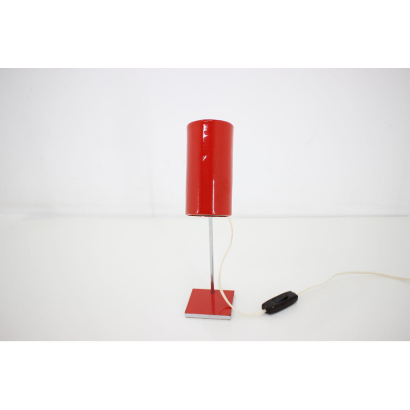 Vintage red table lamp Lidokov, 1960