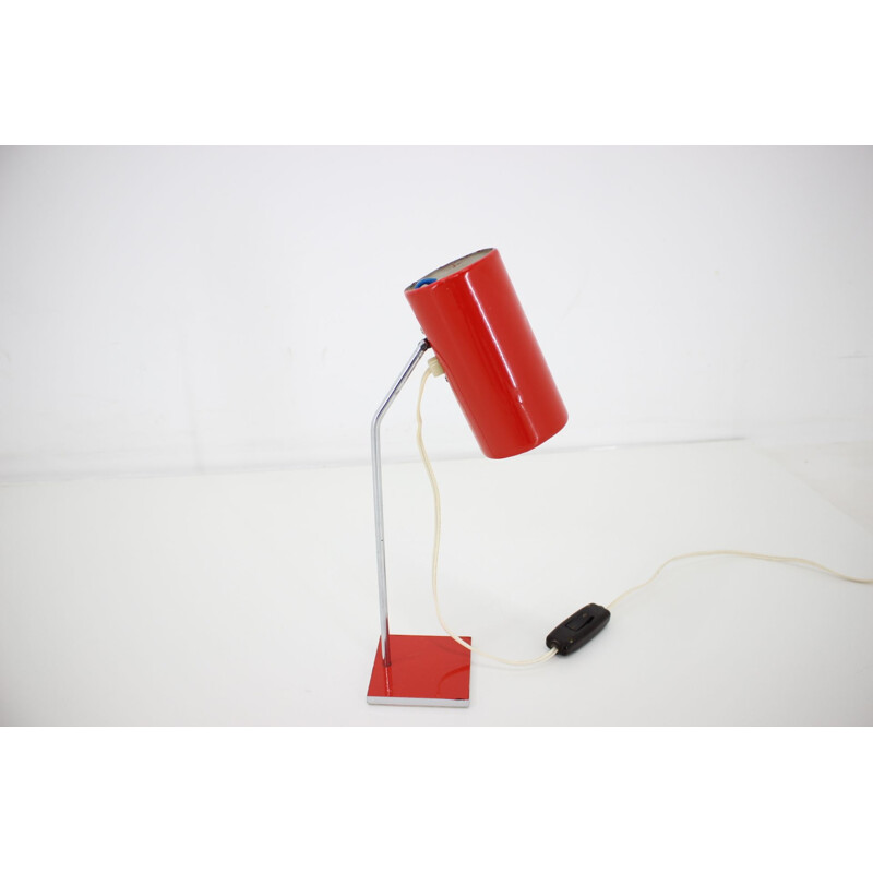 Vintage red table lamp Lidokov, 1960