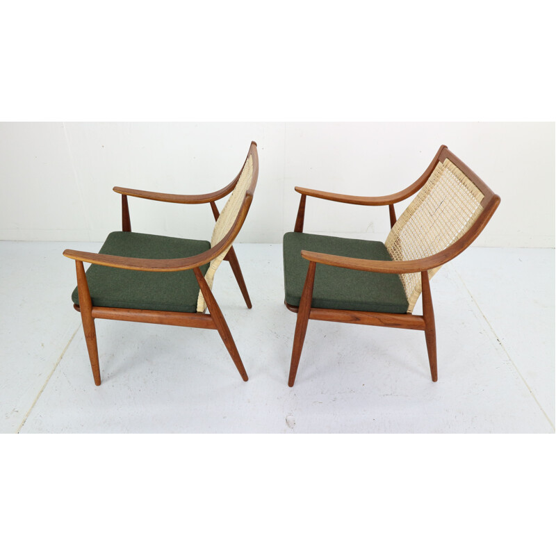 Set of 2 vintage Peter Hvidt and Orla Mølgaard-Nielsen FD146 cane back easy chairs