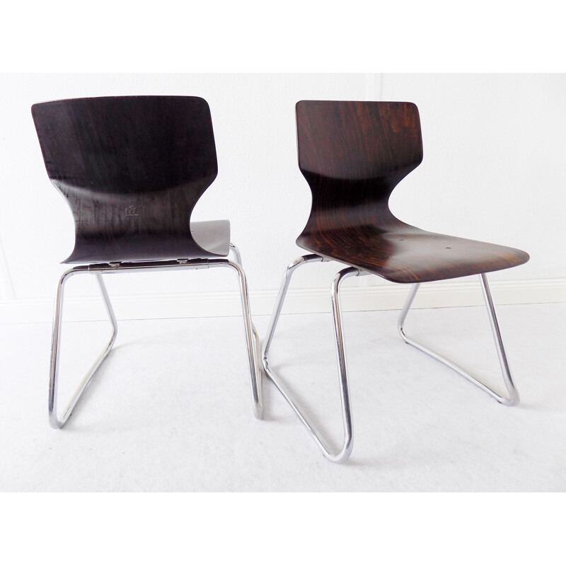 Pair of vintage german children chairs for Flötotto in wood 1970s