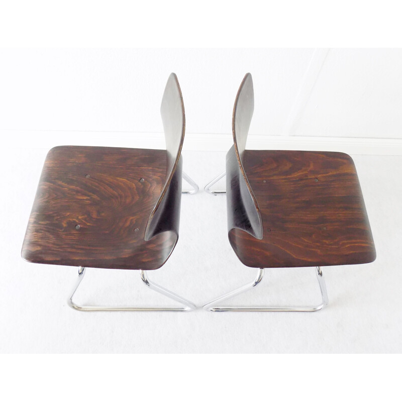 Pair of vintage german children chairs for Flötotto in wood 1970s