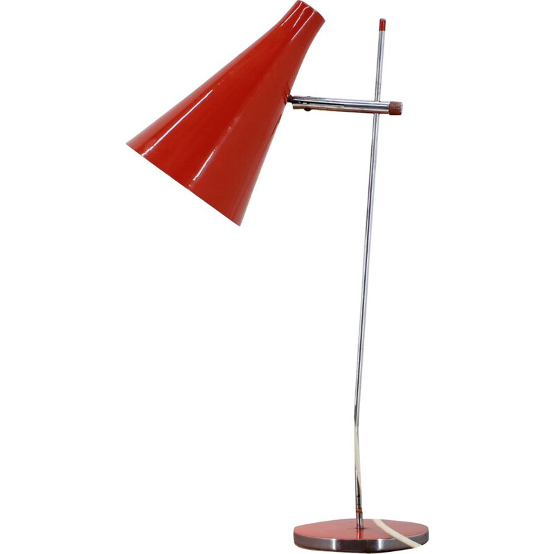 Lámpara de mesa vintage para Lidokov en metal rojo de los años 60