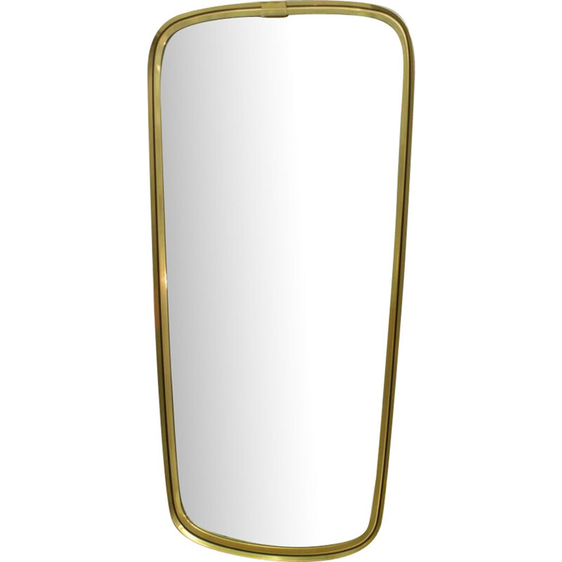Vintage Italian modern brass mirror, 1950s