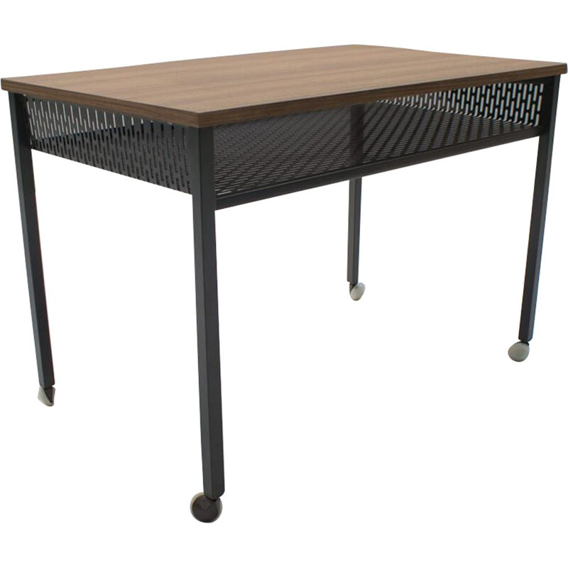 Vintage rolling table in formica and perforated metal 1960s