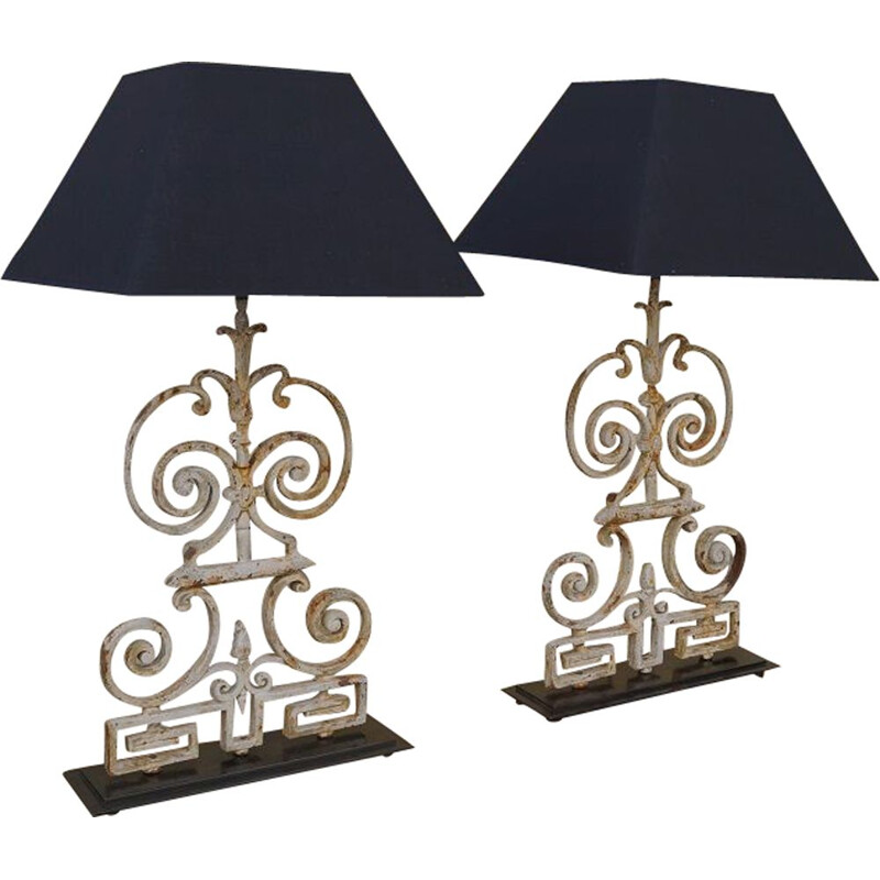 Pair of vintage lamps cast iron France 1930 