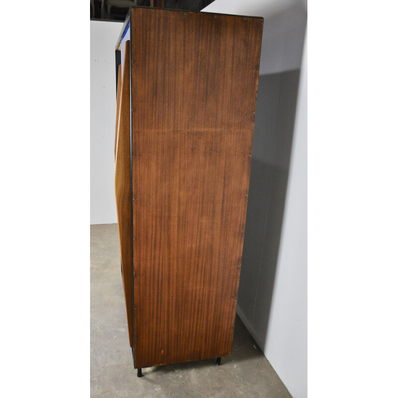 Vintage wardrobe for Tubax in wood and metal 1950
