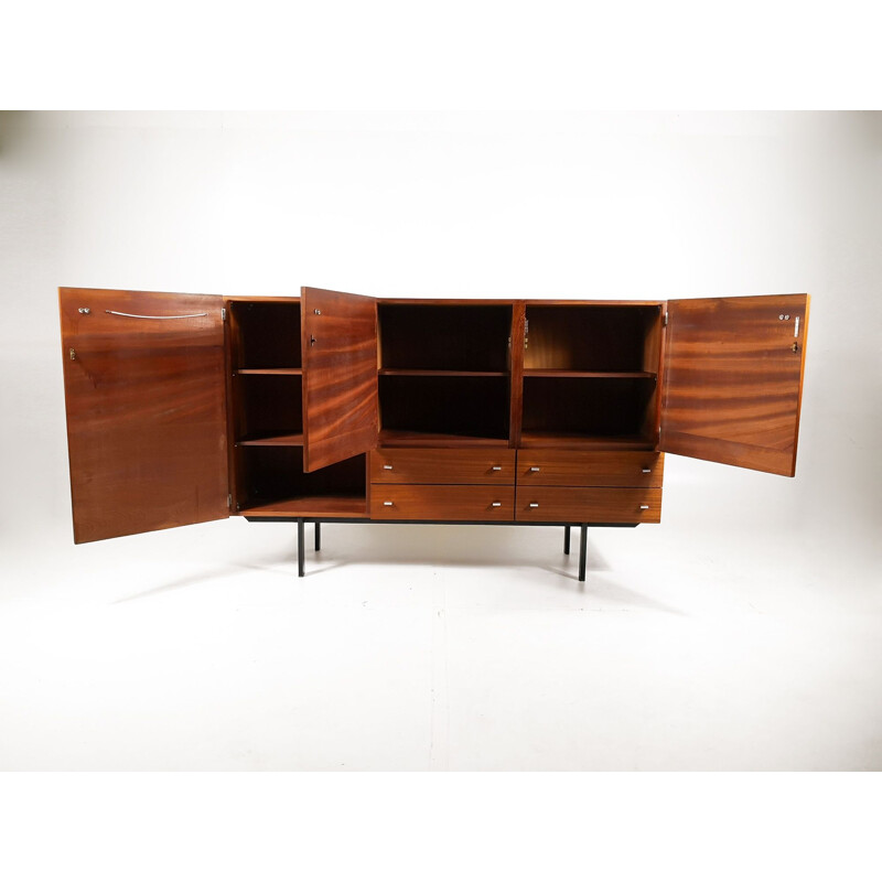 Vintage sideboard for Meurop in teak and aluminium 1960