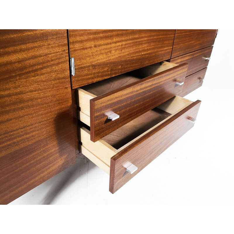 Vintage sideboard for Meurop in teak and aluminium 1960