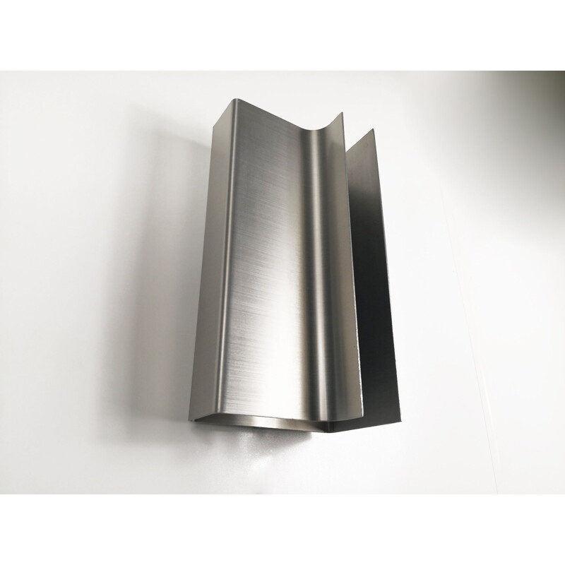 Vintage Architraaf sconce for Raak in brushed steel 1970