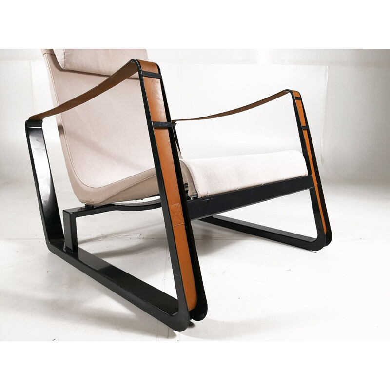 Vintage Cité armchair by Jean Prouvé for Vitra in leather and steel