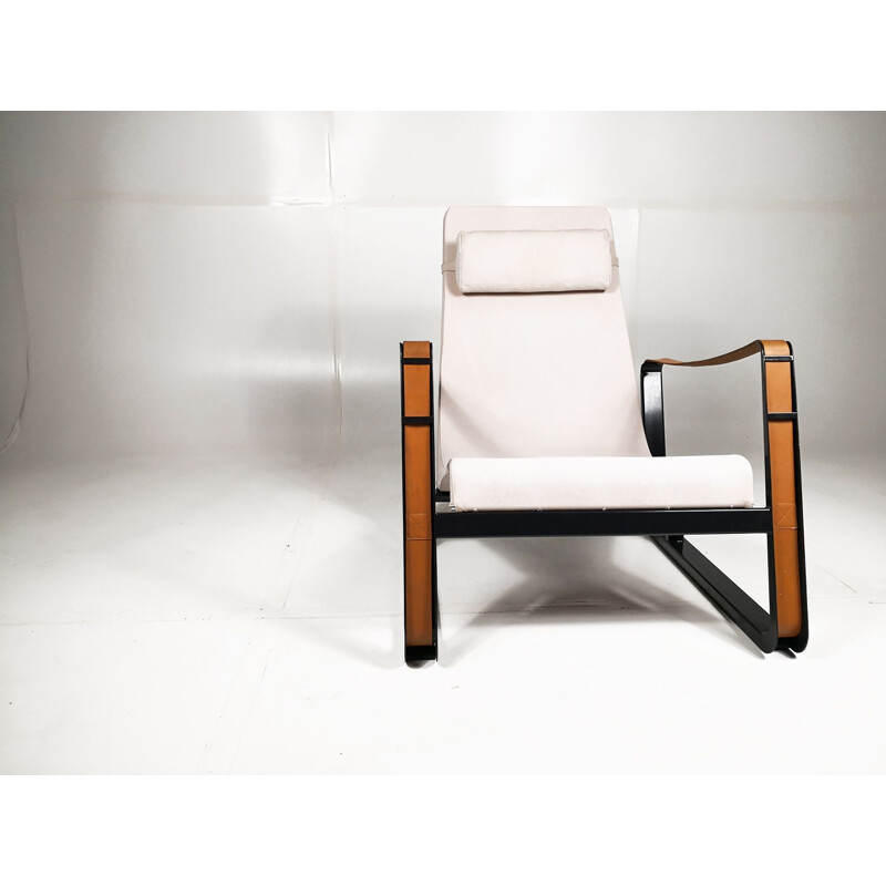 Vintage Cité armchair by Jean Prouvé for Vitra in leather and steel