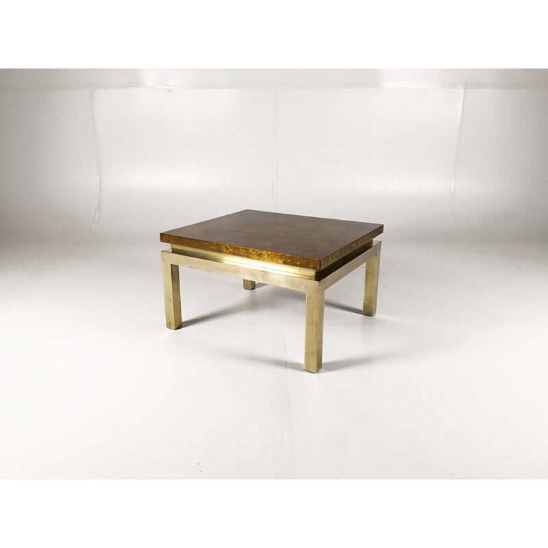 Vintage coffee table for Maison Jansen in wood and brass 1960
